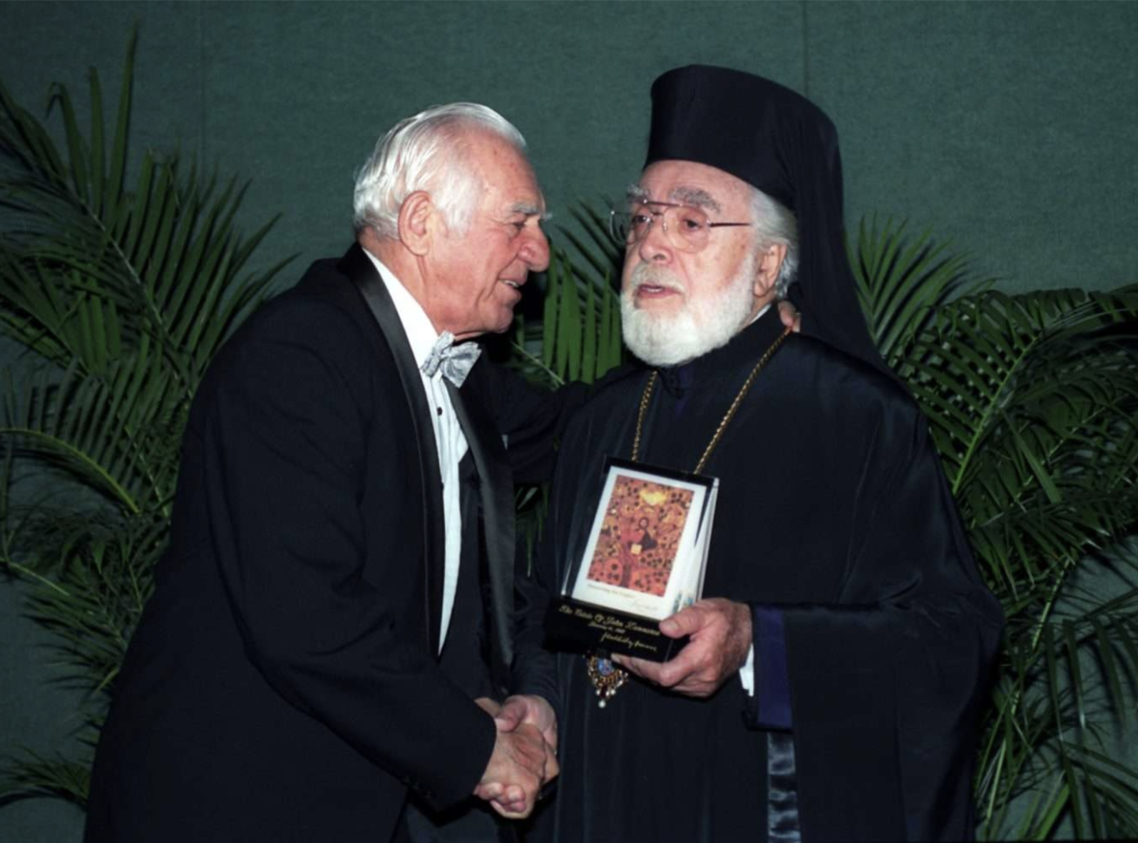   Leadership 100 Founder George Kokalis and Archbishop Iakovos of Blessed Memory  