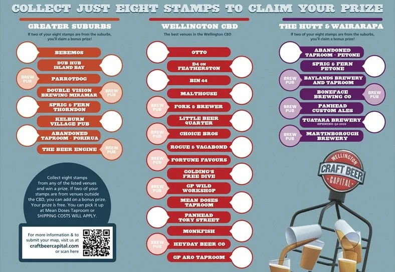 Have you got your hands on our new maps yet ? Stop in at any of the bars and breweries listed to pick yours up and start collecting those stamps on your adventures around Wellington. Also available on our website to print if you live to plan 🙌🏼
.
.