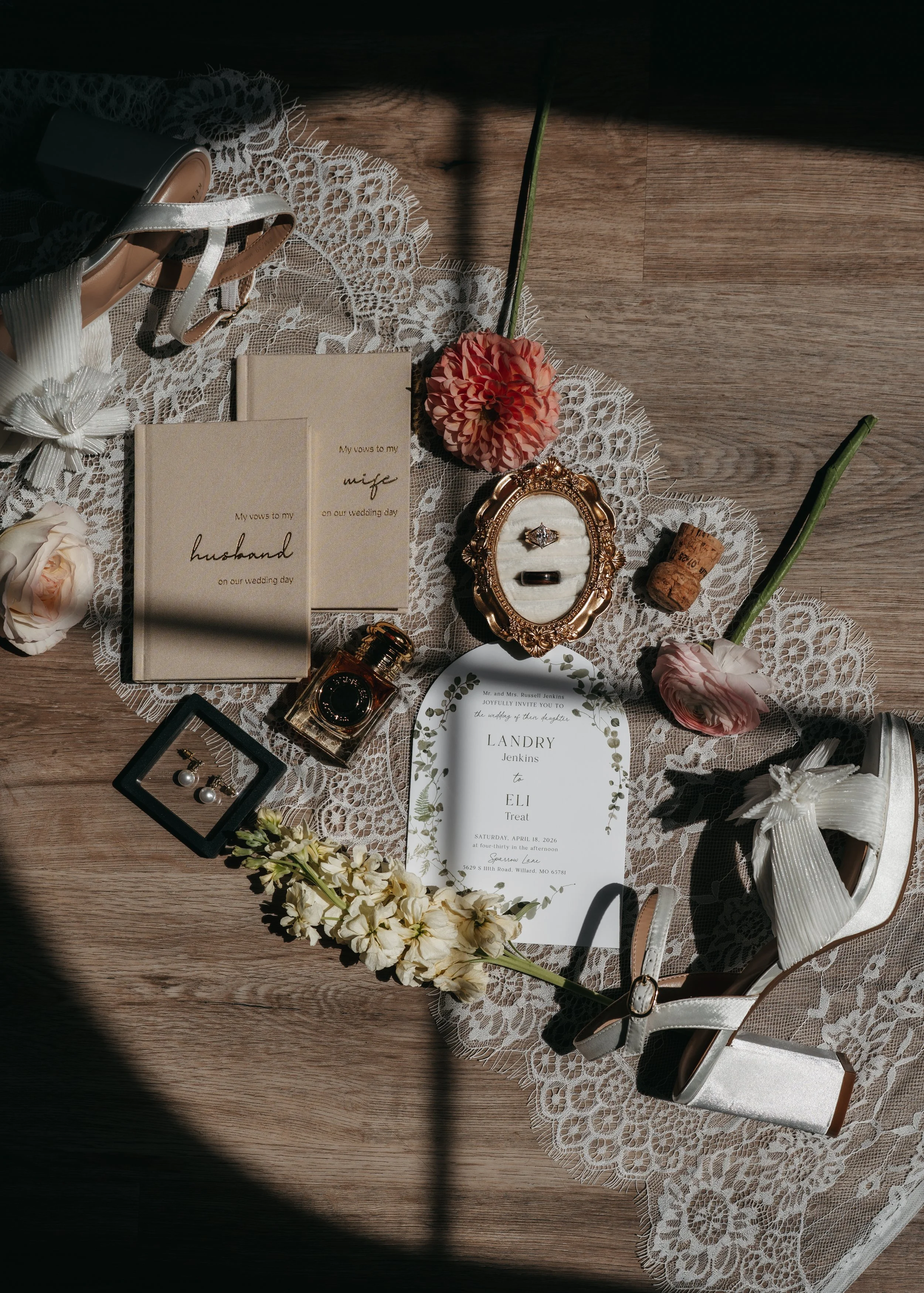 flat lay photo springfield wedding photographer