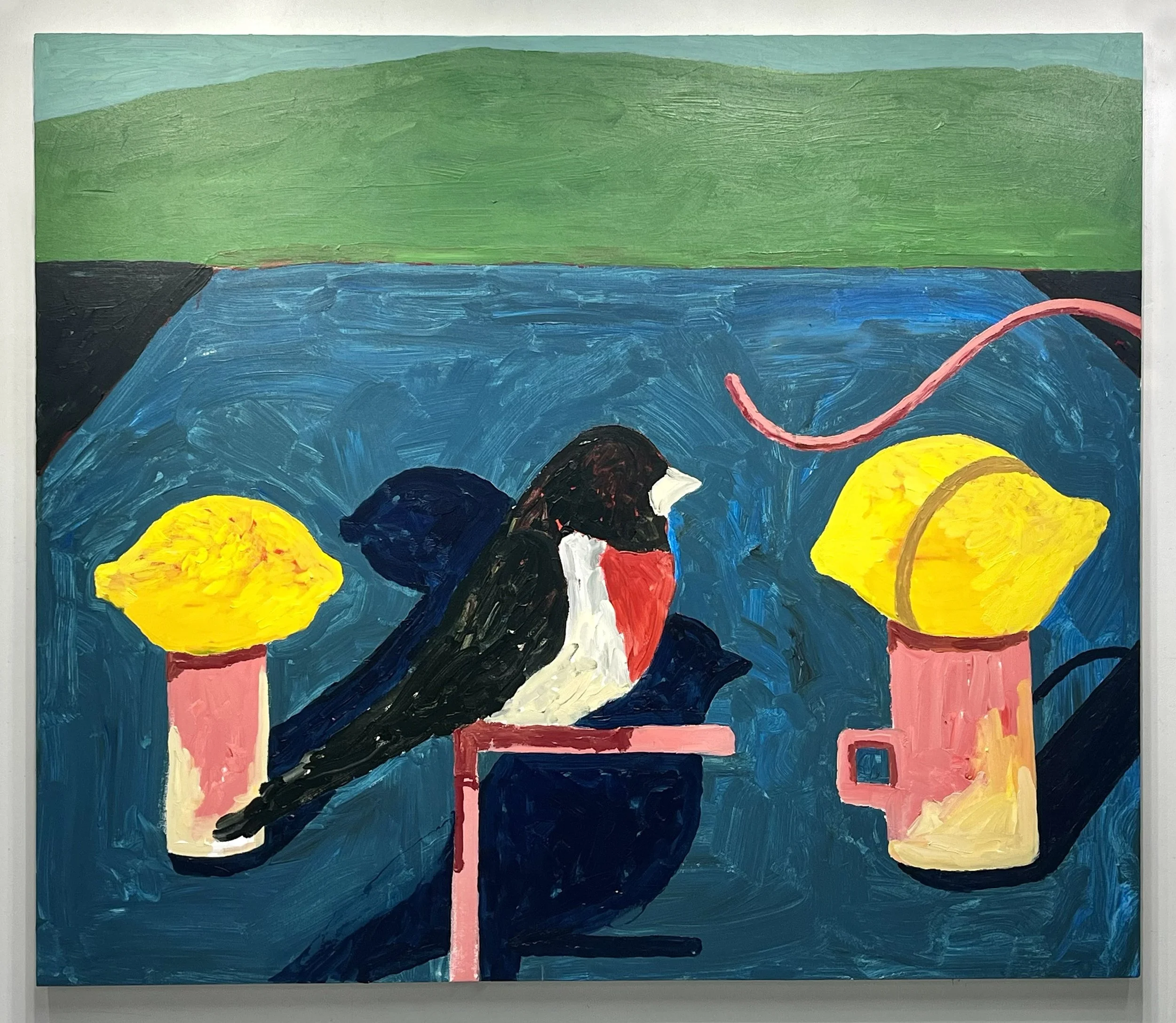  Before blue jay, a sweet song ,
acrylic on canvas,
50” x 58”,
2026