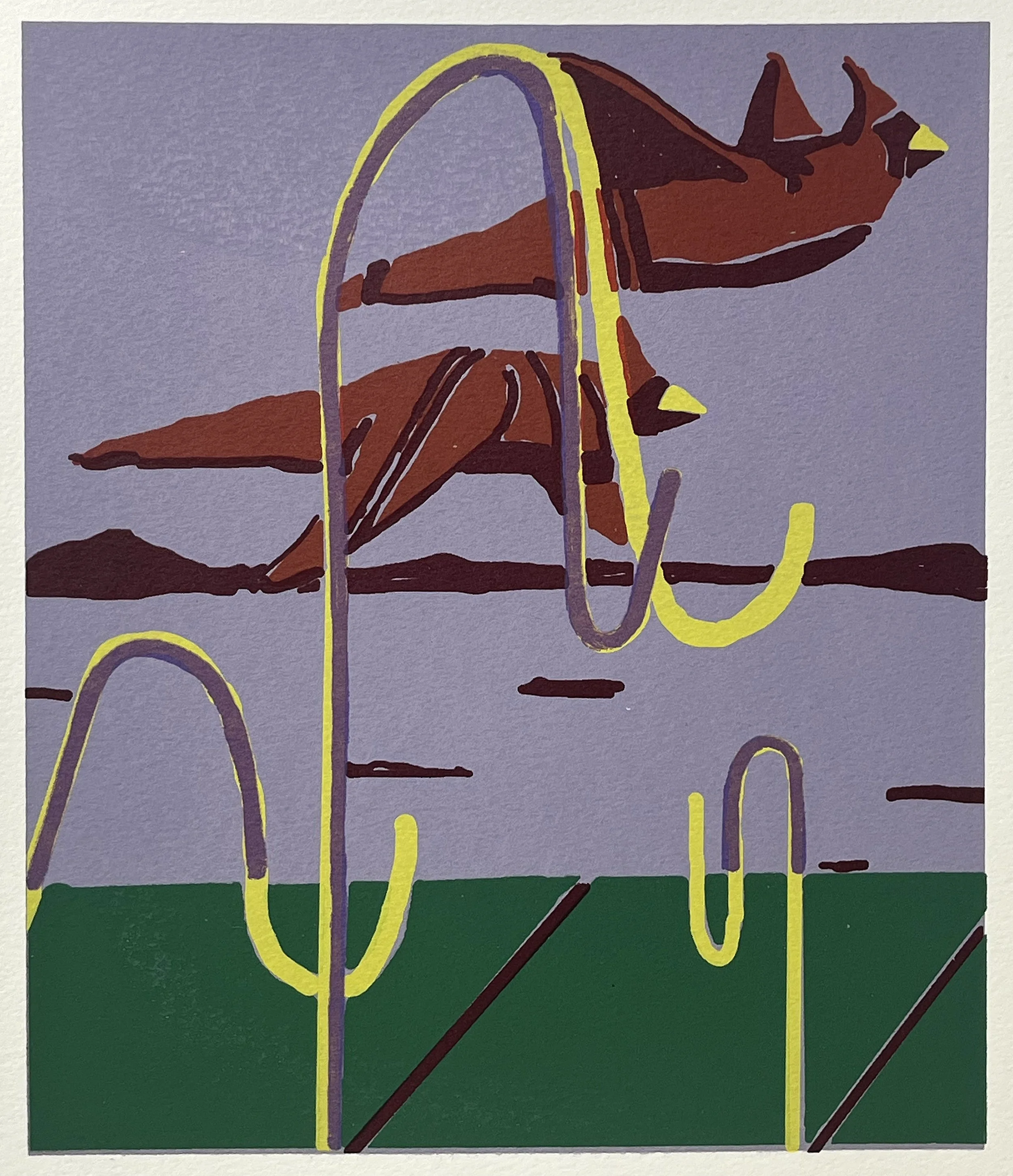  Easterly pair ,
silkscreen on paper, 10.5" x 9",
2026