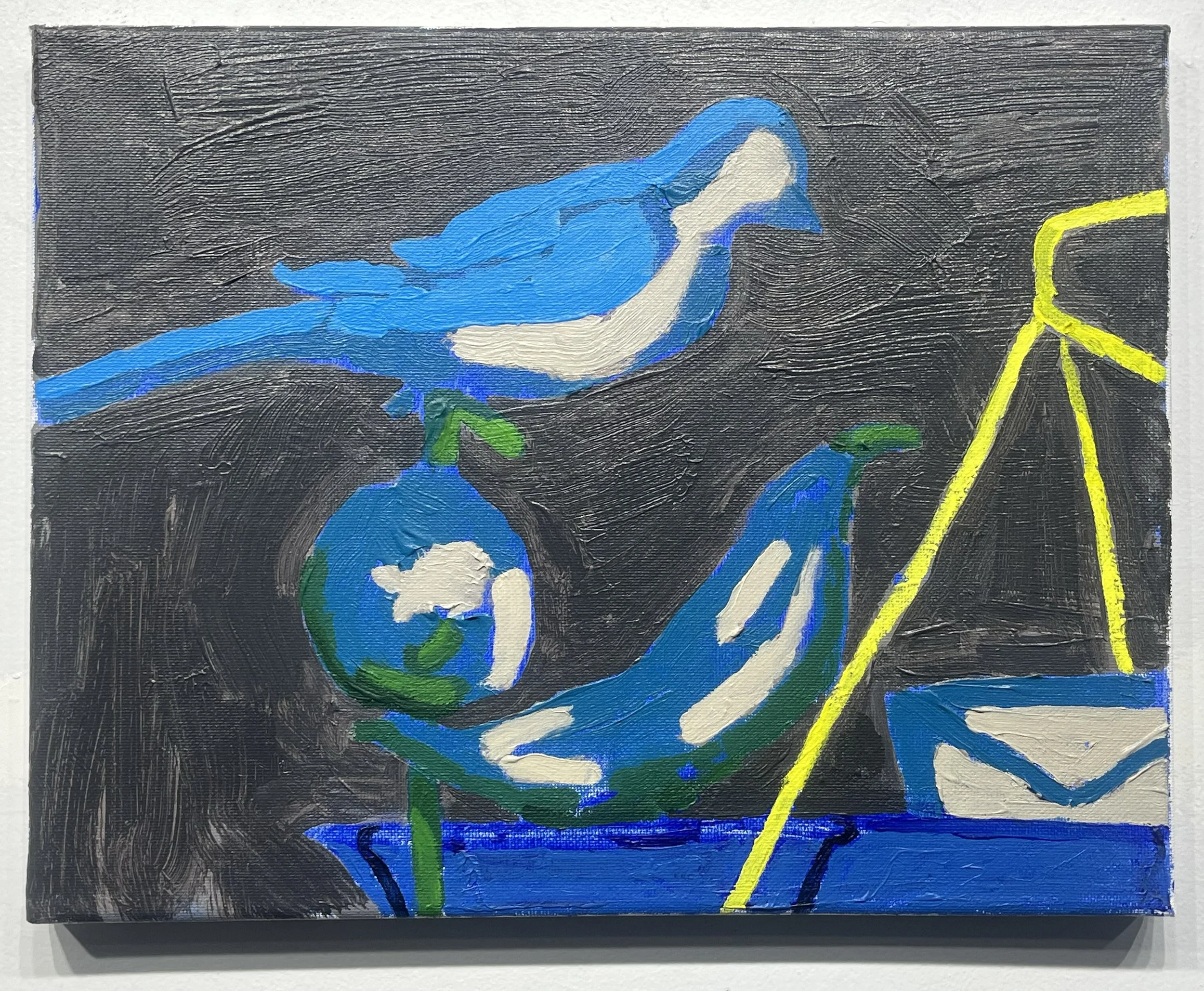  Green banana, blue bird ,
acrylic on canvas,
11” x 14”,
2026