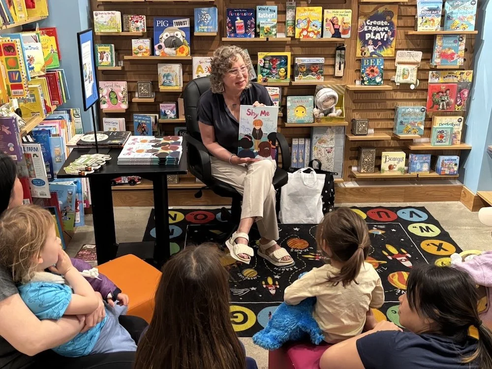Children's author Sandra V. Feder reading during storytime at a bookstore