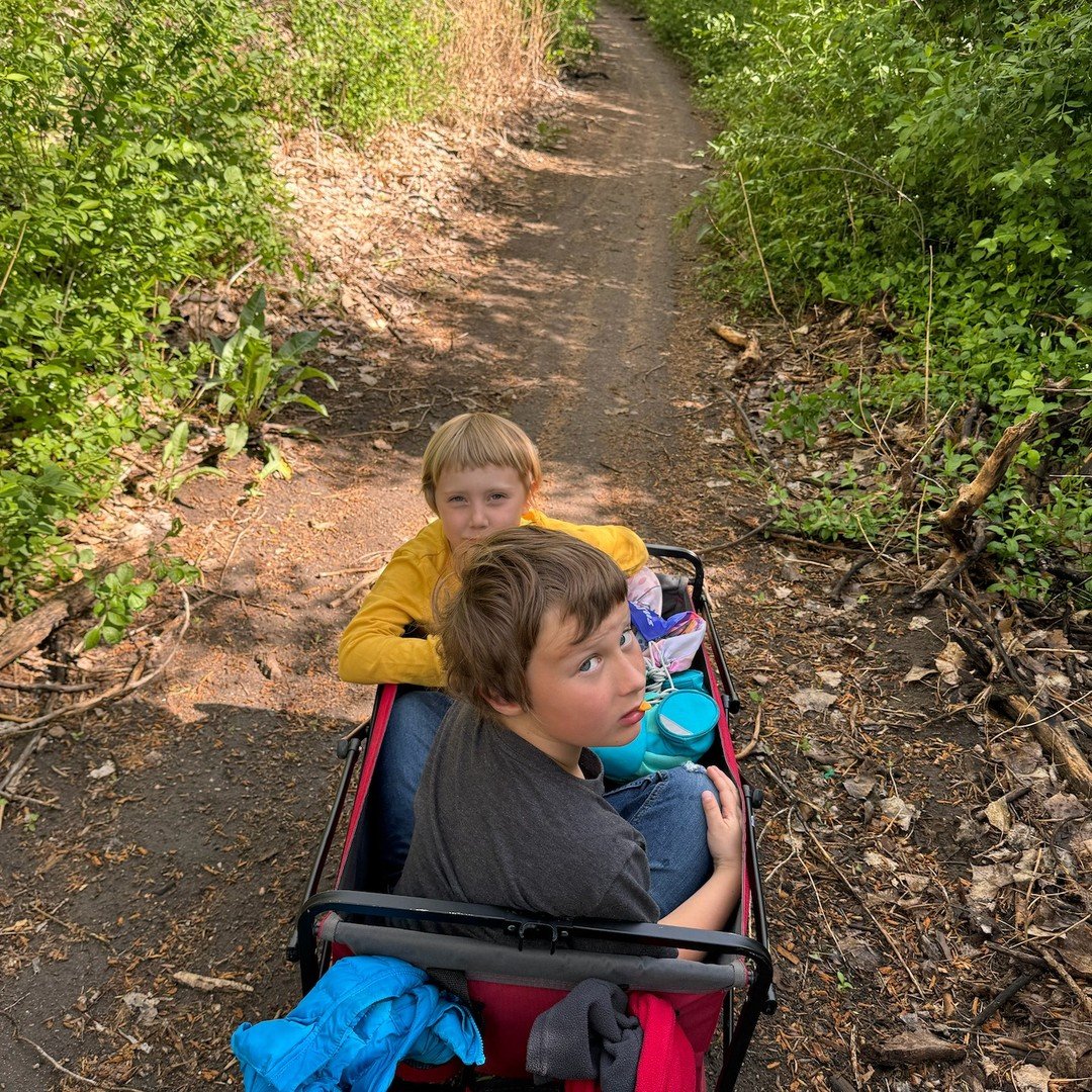 My secret parenting self-regulation weapon: pulling them in a wagon on a nature trail. 
//
It&rsquo;s a mix of nature, proprioceptive/vestibular sensory input (for them), heavy work and it&rsquo;s my go-to when I&rsquo;m dysregulated, still need to p