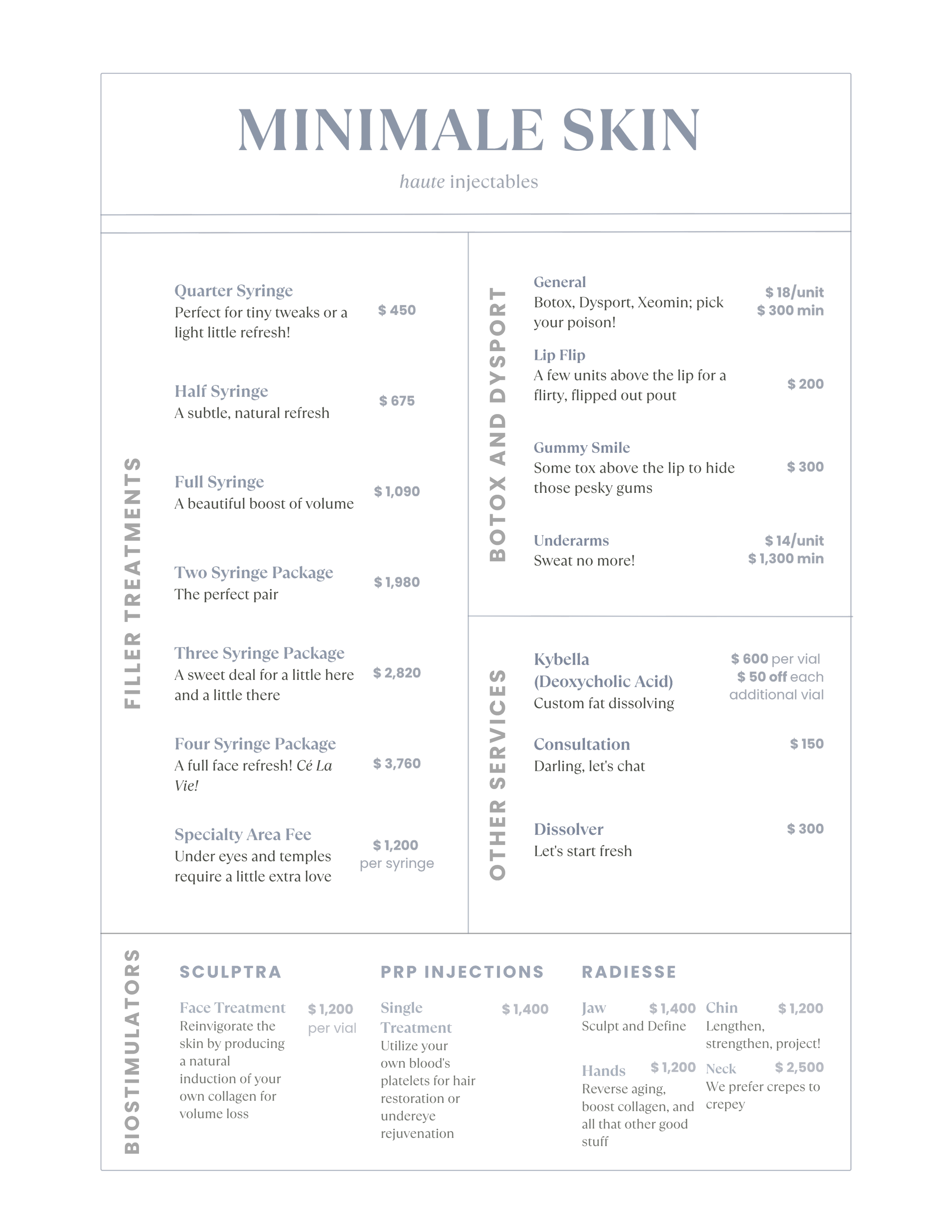 Injectables Menu