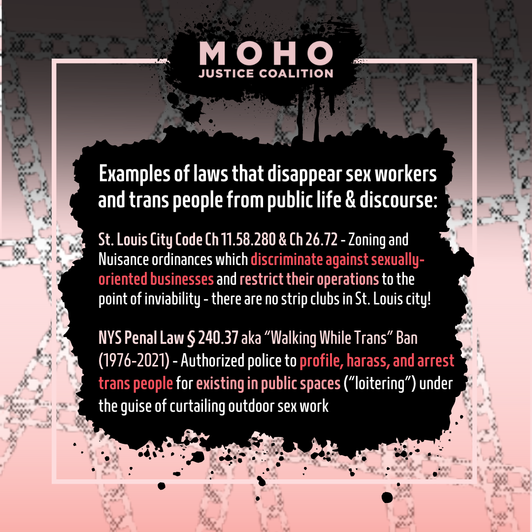 Examples of laws that disappear sex workers and trans people from public life &amp; discourse: 