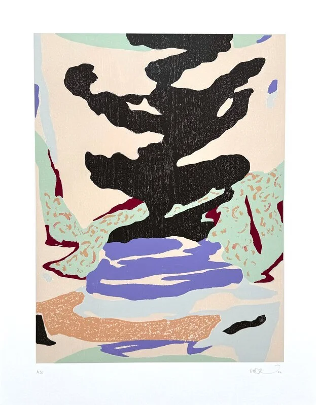   Raffael Bader,  Bright Day Gathering , 2024  Woodblock Print  29 1/2 × 23 1/5 in | 75 × 59 cm Edition of 20 