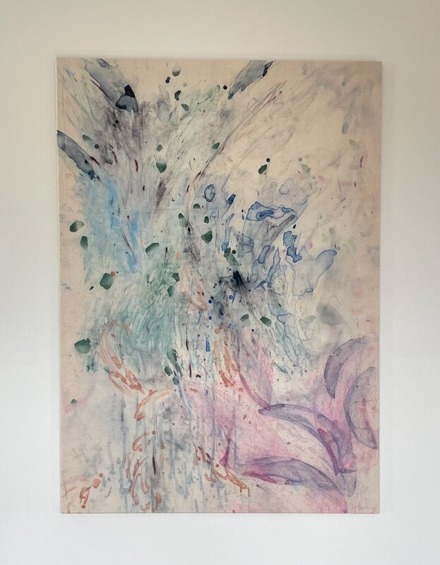   Misa Gott,  Shadow of water vanishes into tender and luminous huddle , 2024  Monotype, Monoprint 47 1/5 × 33 1/2 × 4/5 in | 120 × 85 × 2 cm Edition of 1 