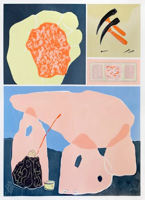   Ella West,  The Cleaners, The Maintainers (I) , 2024  Screenprint, Monoprint, Stencil 57 1/2 × 41 7/10 × 4/5 in | 146 × 106 × 2 cm Edition of 2 