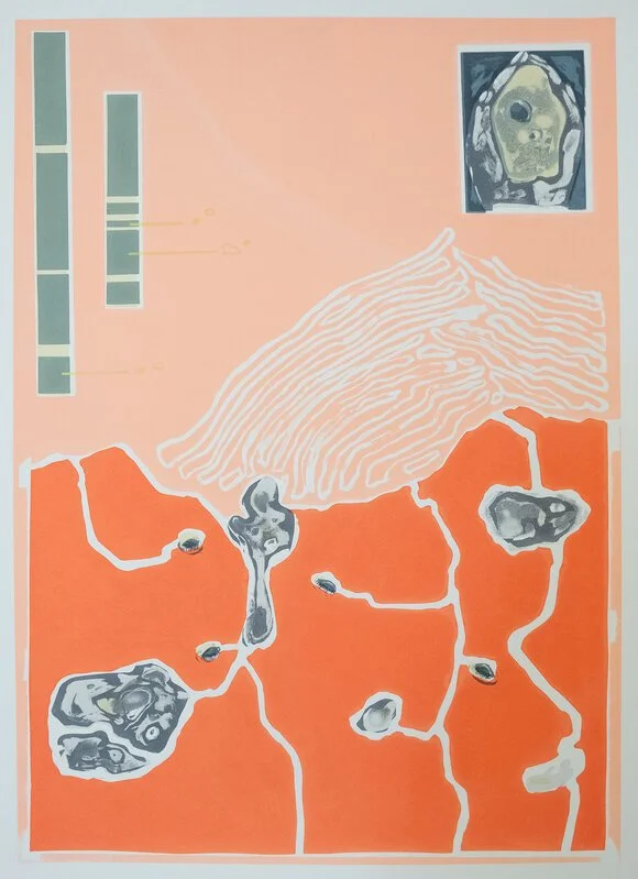   Ella West,  Subterranean Mattering (I) , 2024  Screenprint, Monotype, Stencil 29 9/10 × 22 × 4/5 in | 76 × 56 × 2 cm Edition of 2 