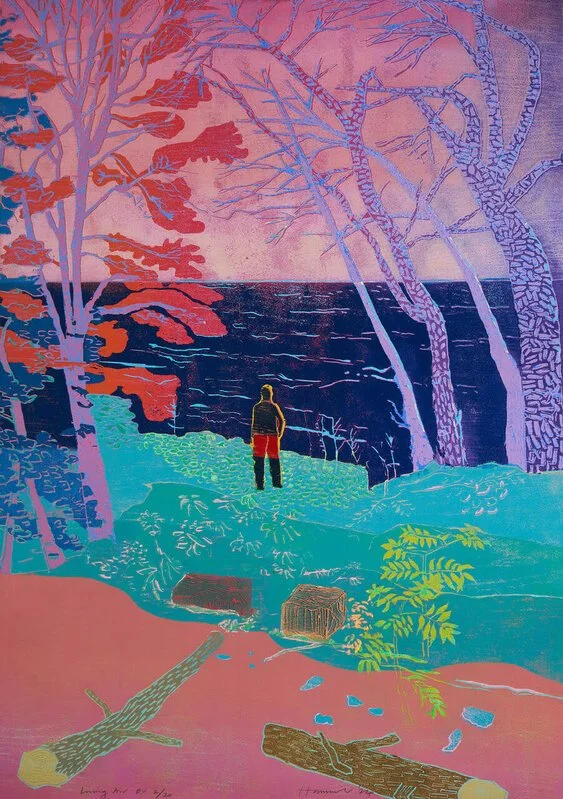   Tom Hammick,  Living Air , 2024  Woodblock 37 2/5 × 33 1/2 × 4/5 in | 95 × 85 × 2 cm Edition of 20 