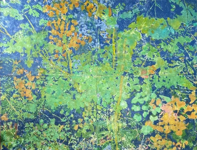   Karen Camkin,  Meadow Rue , 2024  Monotype 73 1/5 × 96 9/10 × 4/5 in | 186 × 246 × 2 cm Frame included Edition of 1 
