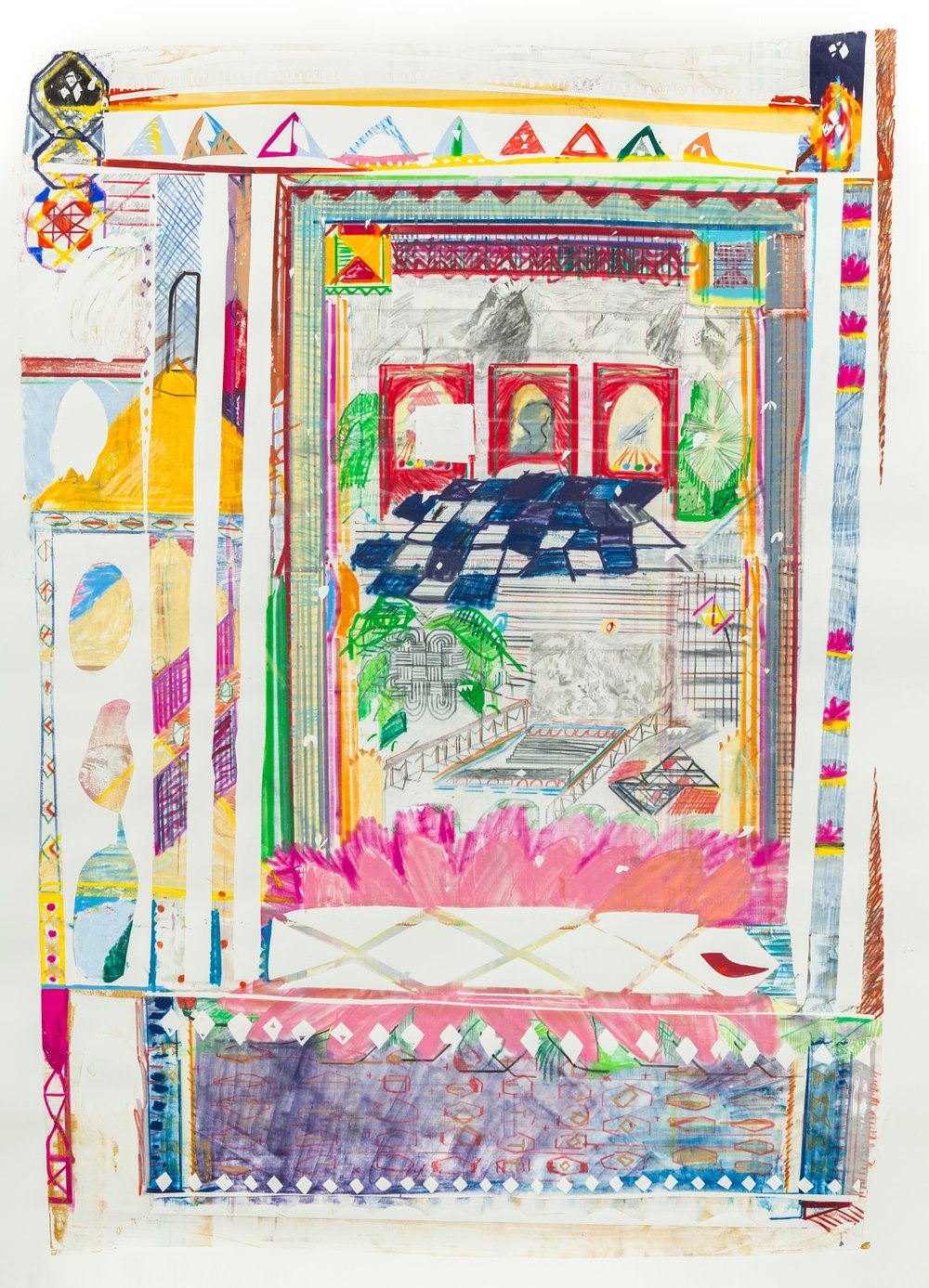   Sari series #1 , 38”x50”, Ink and watercolor on paper, 2014 