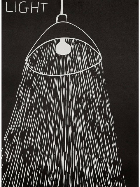   David Shrigley  via  RAW Editions   Light , 2017 Linocut printed in black, on wove 