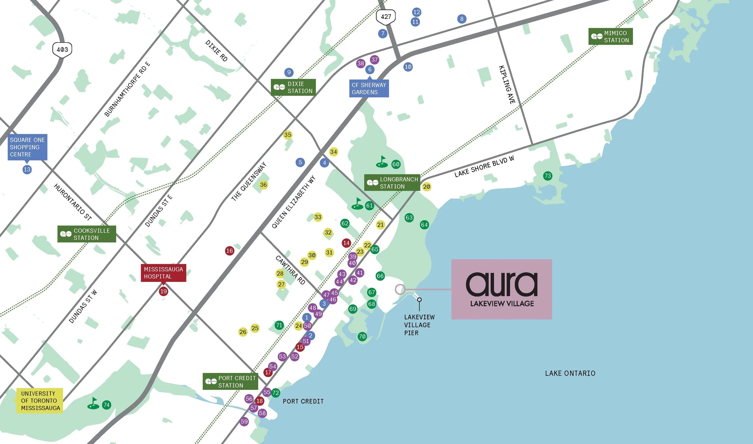 Aura Lakeview Village - South Mississauga Amenity Map