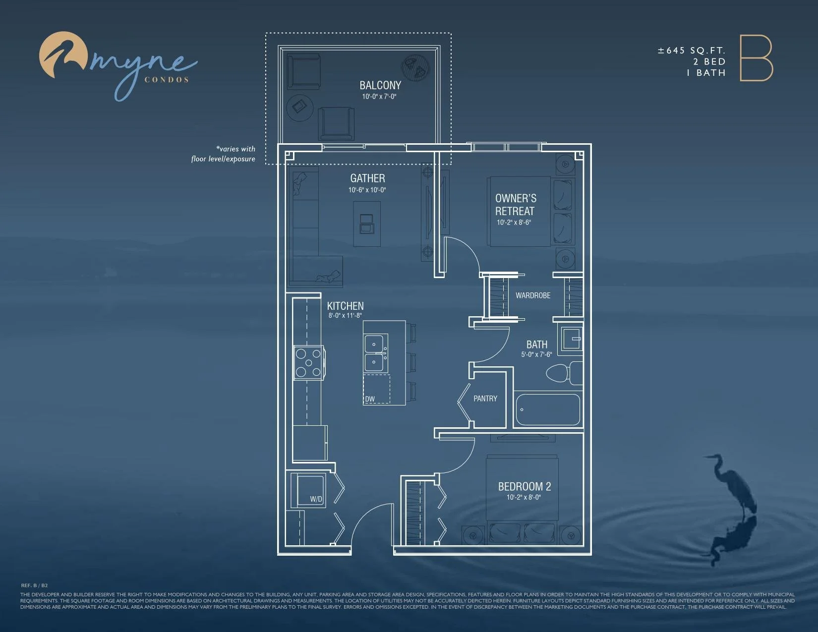 Myne Condos - Model B (2 Bed/1 Bath) - Floor Plan