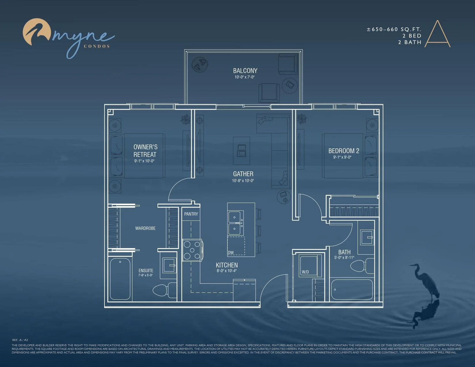 Myne Condos - Model A (2 Bed/2 Bath) - Floor Plan