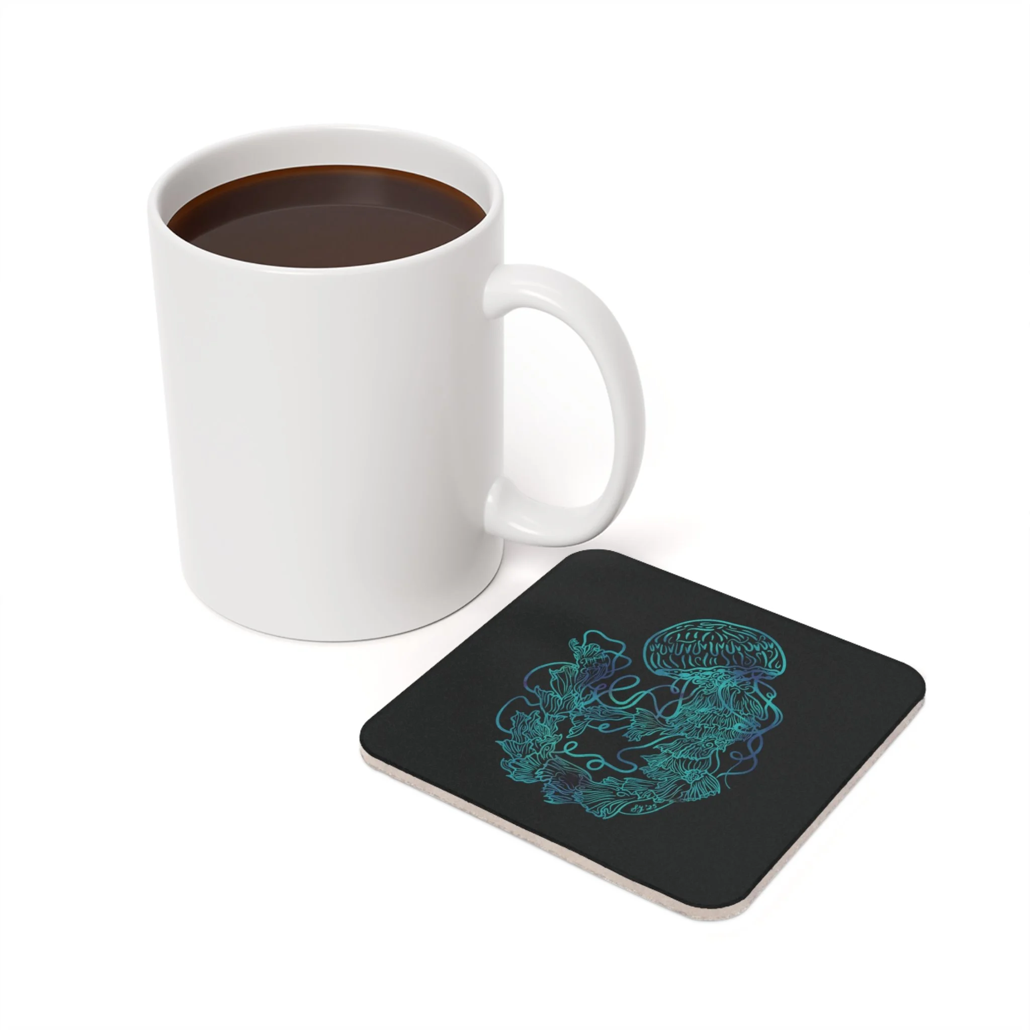 Jellyfish Cork Back Coaster - Ocean Blues