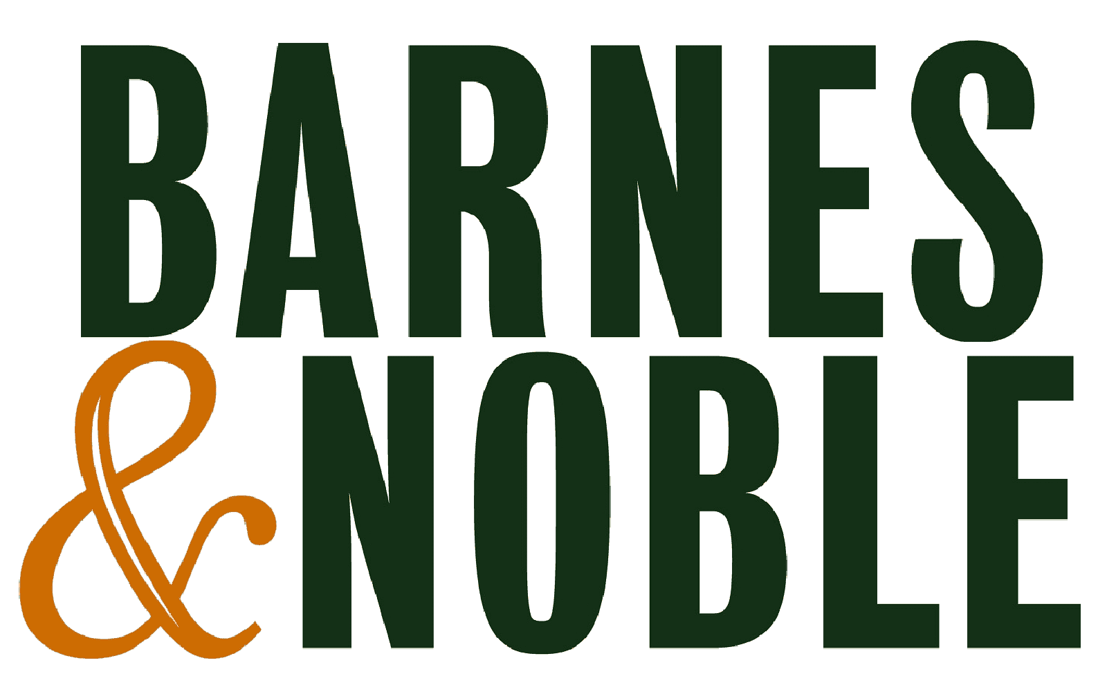 Logo with large green text saying 'Barnes & Noble' and an orange ampersand.