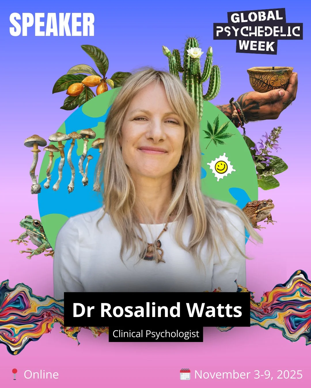 Thrilled to share that @acerintegration founer, @drrosalindwatts will be speaking at 🌍 **Global Psychedelic Week 2025**, happening Nov 3&ndash;9.⁠
.⁠
This historic global gathering will feature 7 days of online and in-person events across science, t