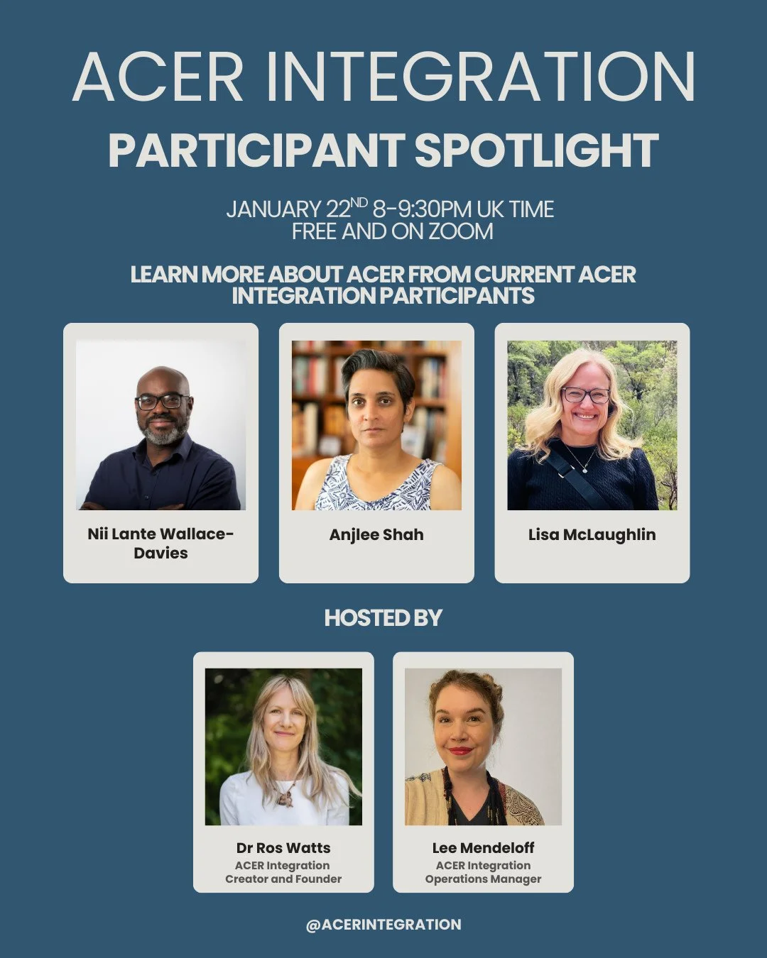 ACER Integration Participant Spotlight⁠
Free Event: January 22nd 8-9:30pm UK time⁠
Register via link in bio⁠
.⁠
What is it really like to move through ACER Integration?⁠
Join us for a live conversation with current participants as they share their li