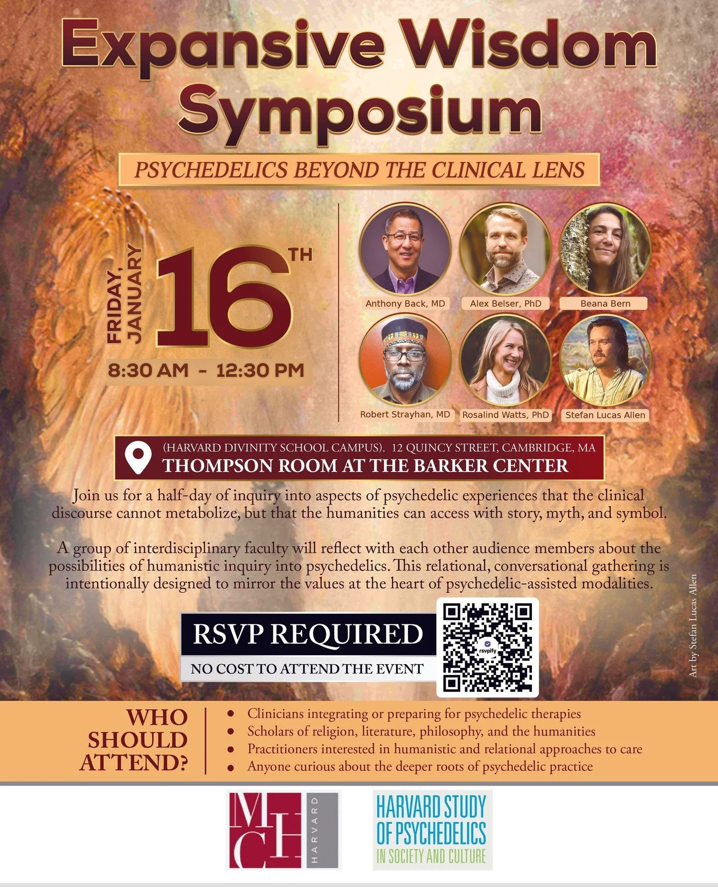 Join us for a half-day of inquiry into aspects of psychedelic experiences that the clinical discourse cannot metabolize, but that the humanities can access -- with story, myth, and symbol.⁠
.⁠
A group of interdisciplinary faculty will reflect with ea