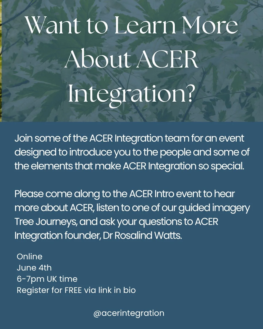 If you have been curious about the work of @acerintegration, this is your invitation to step inside.⁠
.⁠
ACER is a community of care rooted in connection, depth and seasonal rhythm. We gather around the wisdom of the trees, moving through the year to