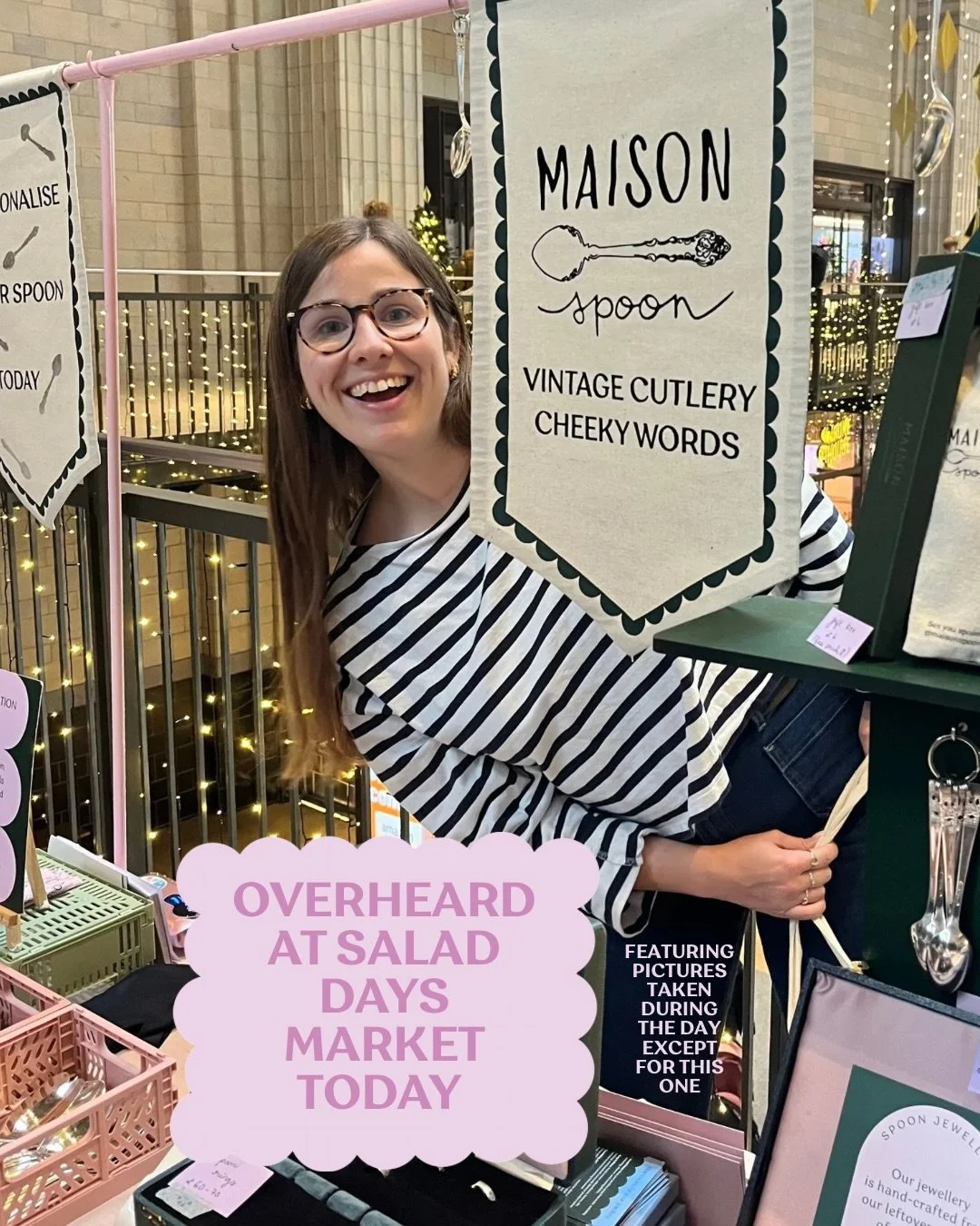 Forever grateful for Liv &amp; Dais from @saladdaysmarketlondon for putting together the best markets with the loveliest customers 💛✍️🥄 thanks so much to everyone who bought something from me today! I have been so busy engraving so many lovely vint