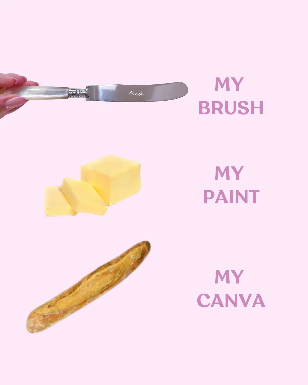 Had to jump on the trend 🥖 with a baguette (obviously) &amp; a personalised cheese or butter mother of pearl knife 💛