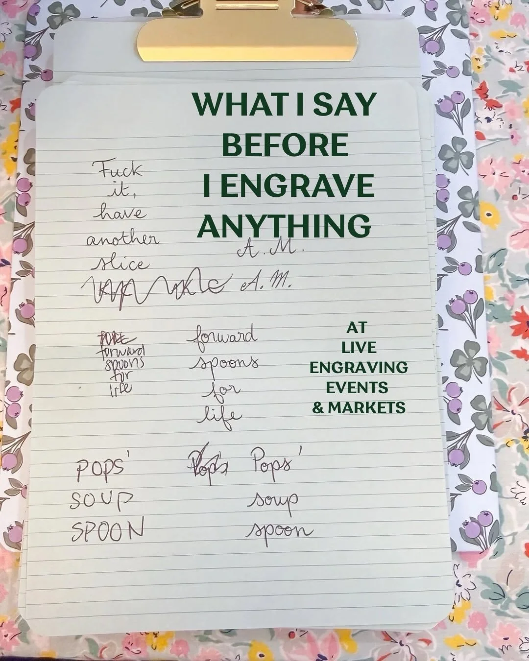 I did a camera clear out and found pictures from my December markets ✍️ Just a read through the different engraving messages for inspiration ✨