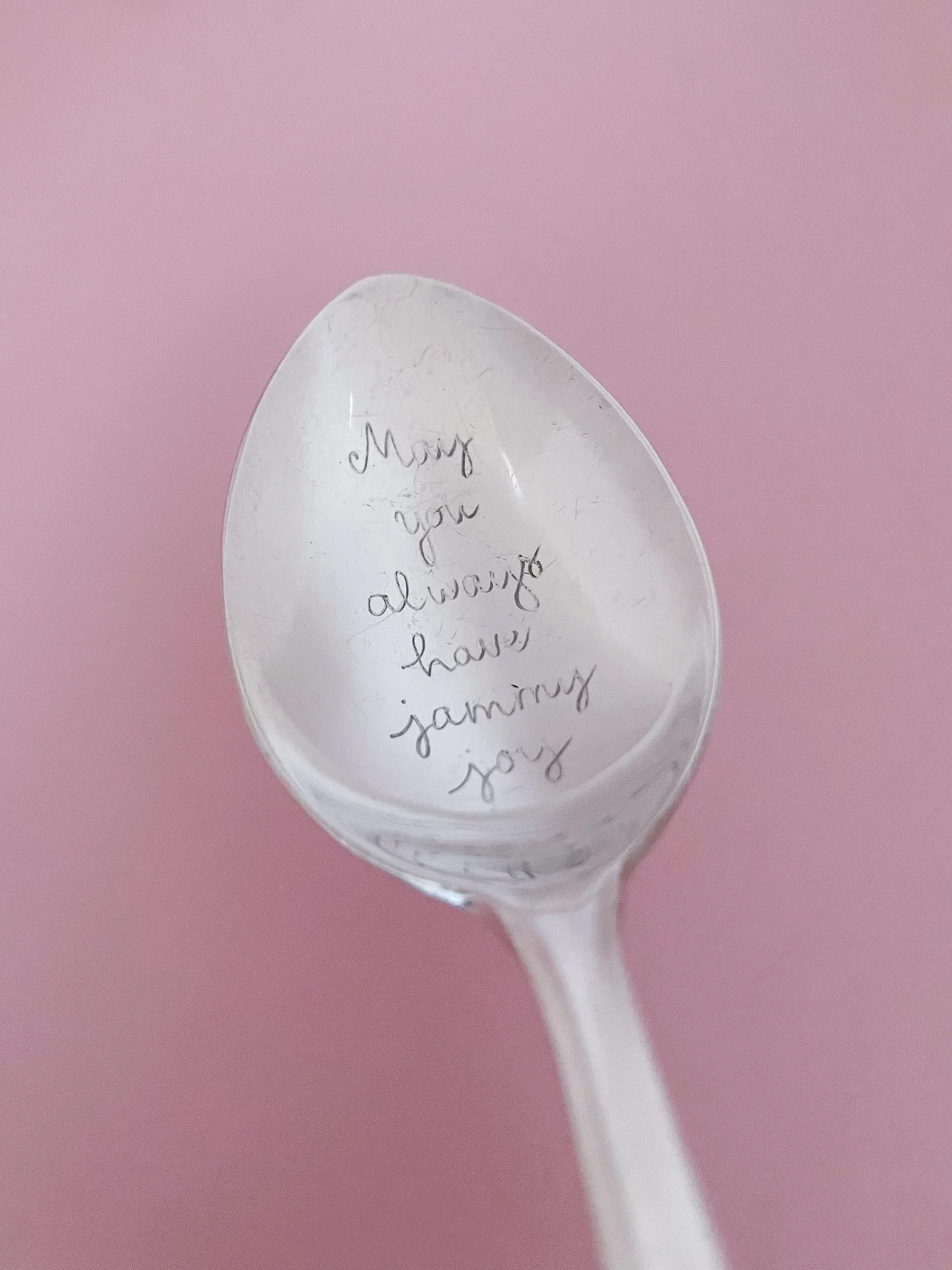 Still going through my camera roll (so many spoons I haven&rsquo;t shared) and look at this sweetest message engraved on a spoon 🥺 love love love engraving personalised messages 🥄