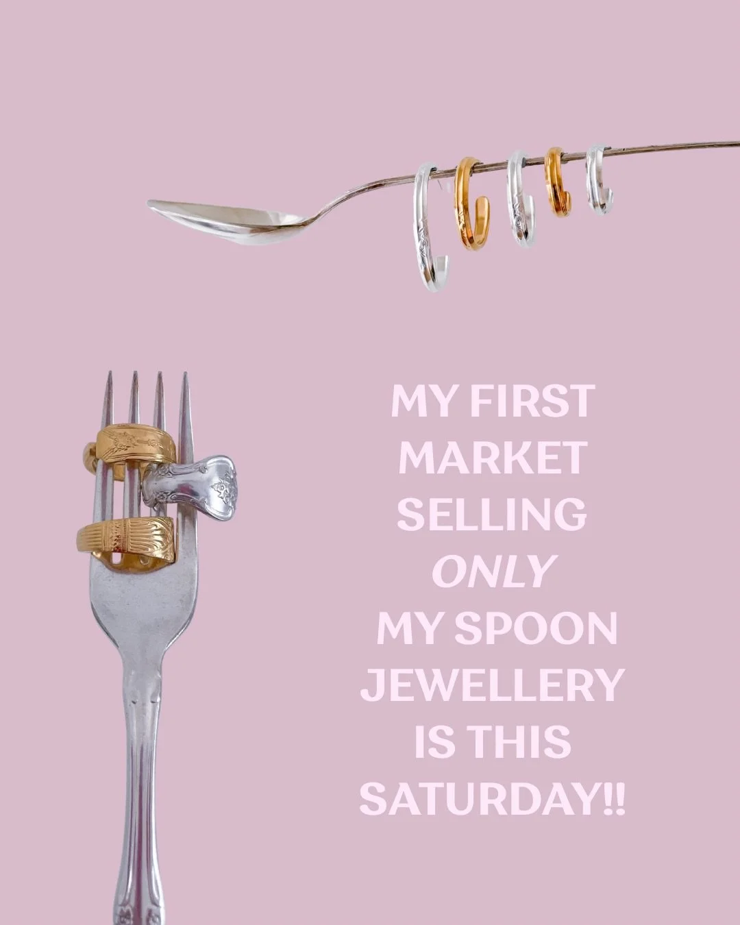 This Saturday @diyartmarket from 11am til 5pm ✨ come try the spoon rings (&amp; other pieces) and have your matching spoon engraved!