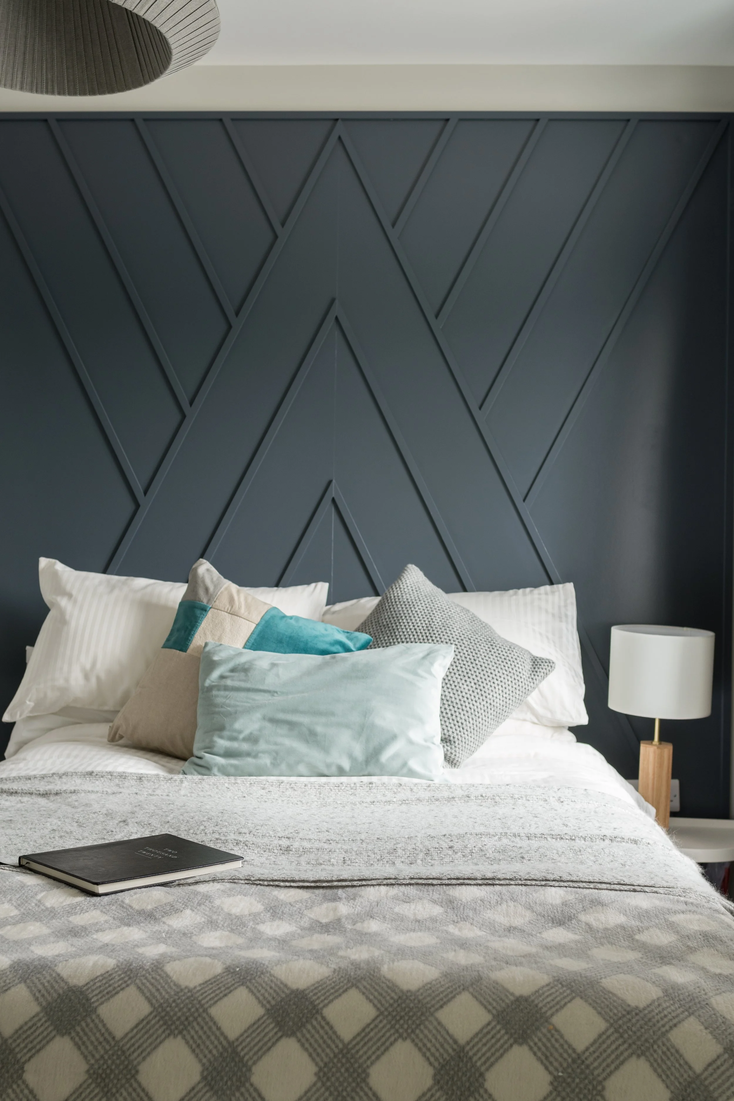 custom navy headboard joinery