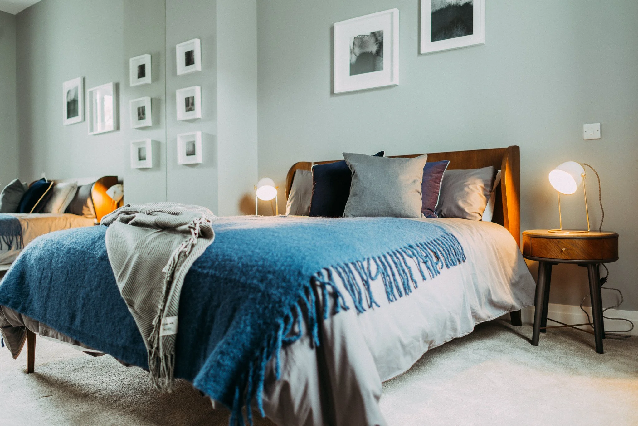 cool blue double bedroom