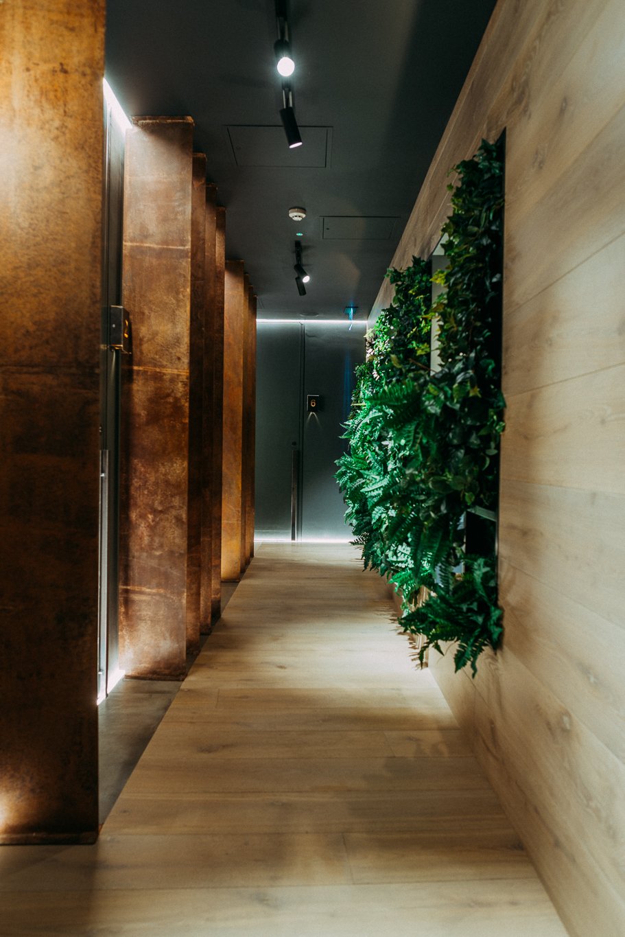 rustic and industrial hallway in a beauticians 