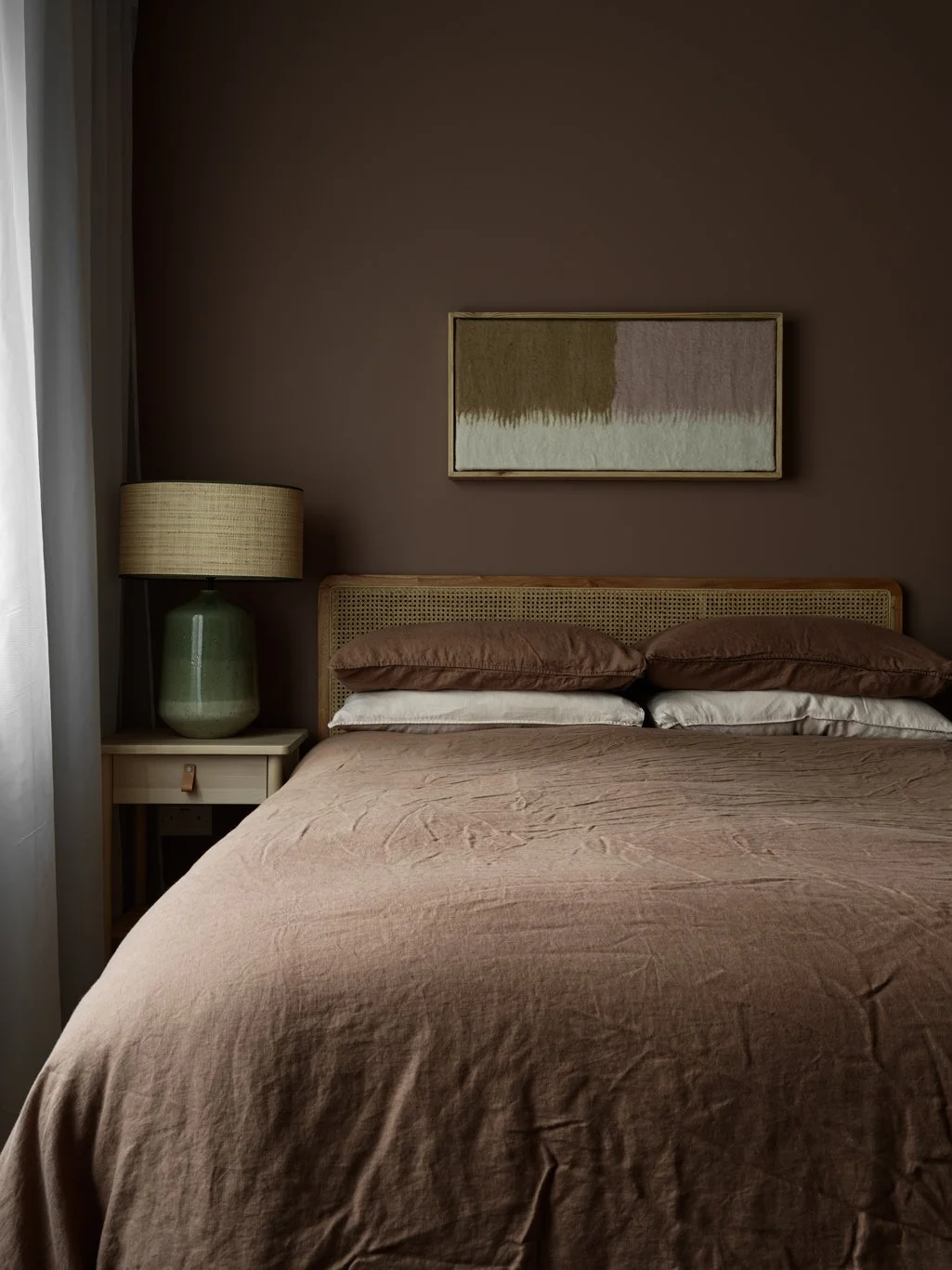 brown moody bedroom