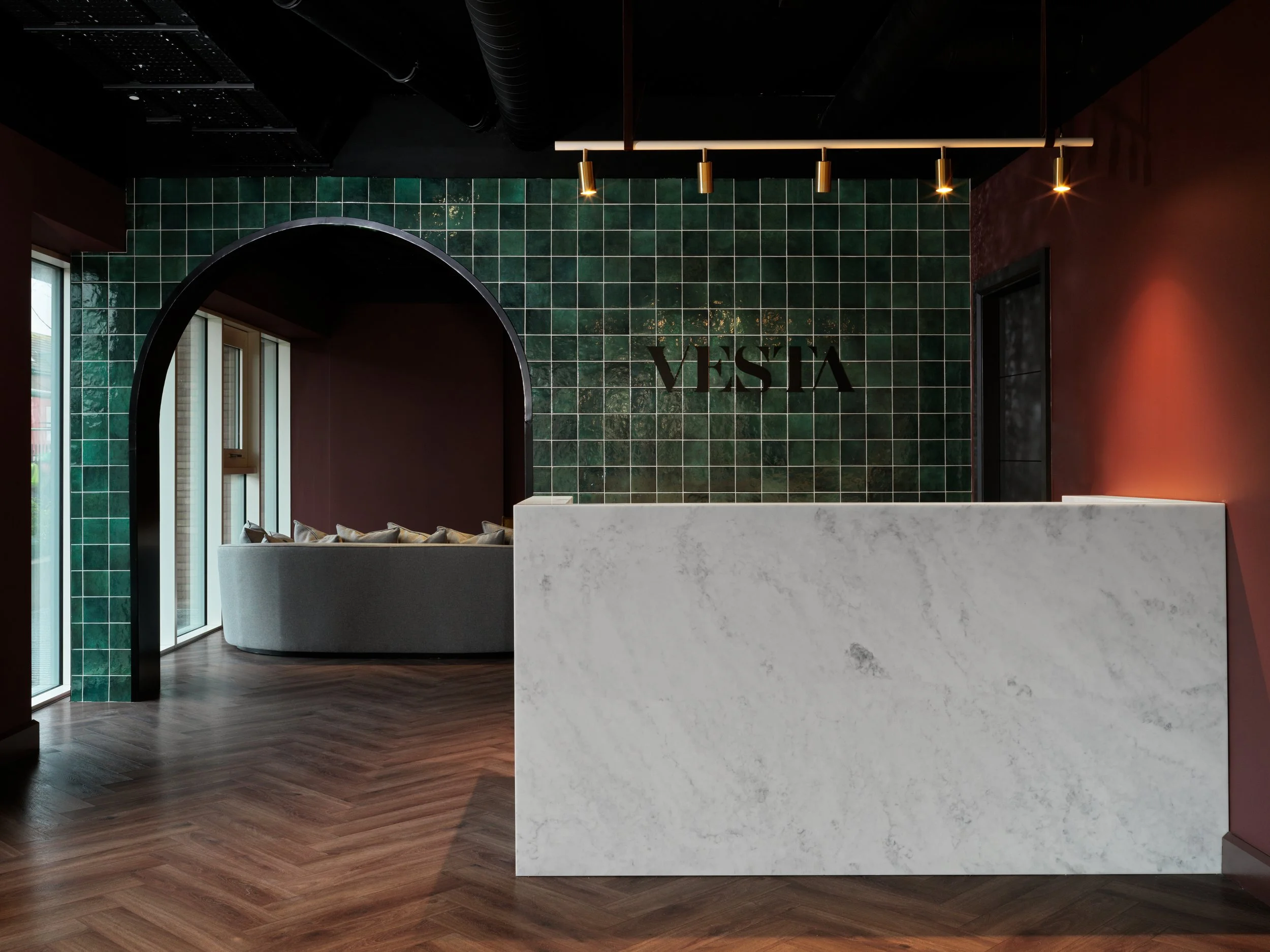 Corporate reception area of vesta two three north