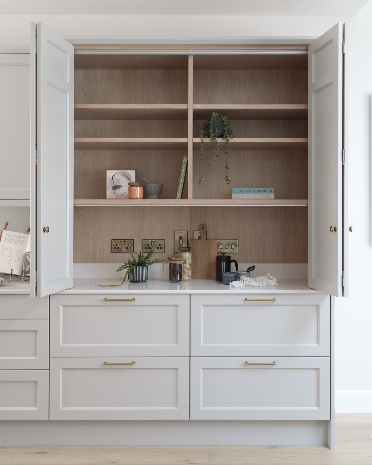 greige kitchen cabinetry