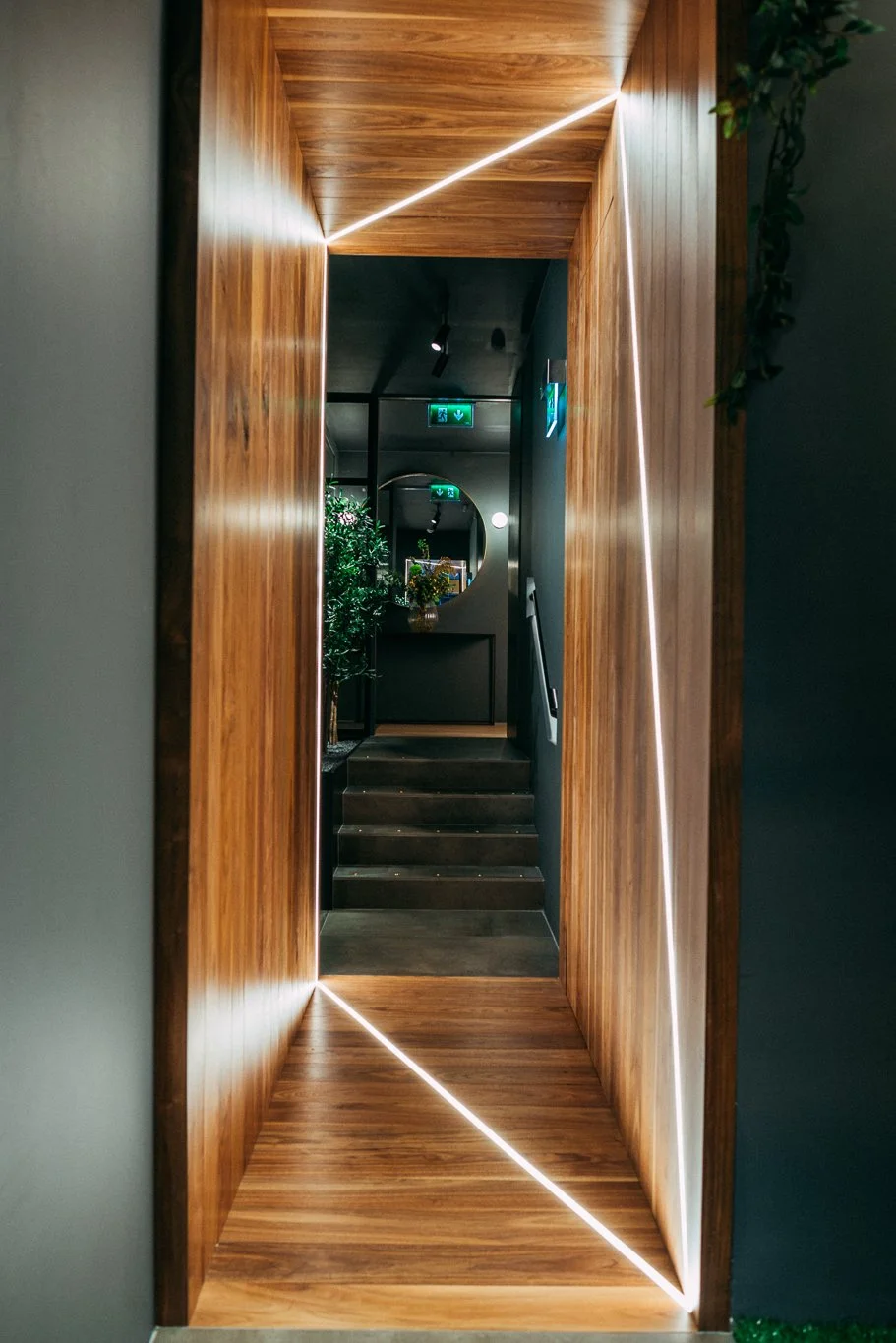 contemporary LED lighting in hallway