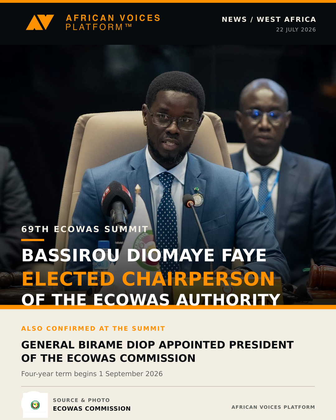 SENEGAL ASSUMES TWO SENIOR LEADERSHIP ROLES WITHIN ECOWAS