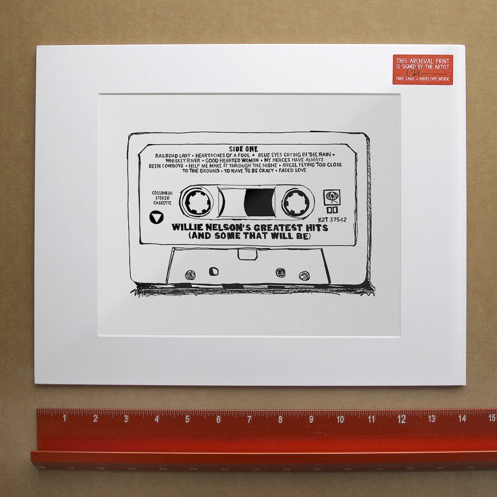 Willie Nelson's Greatest Hits Cassette Tape Art Print — CRUM ART
