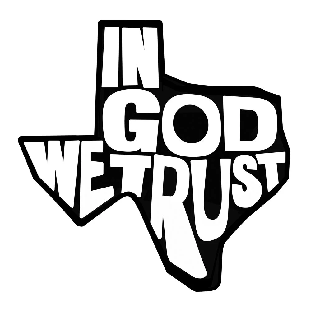 In God We Trust Texas Shape Print