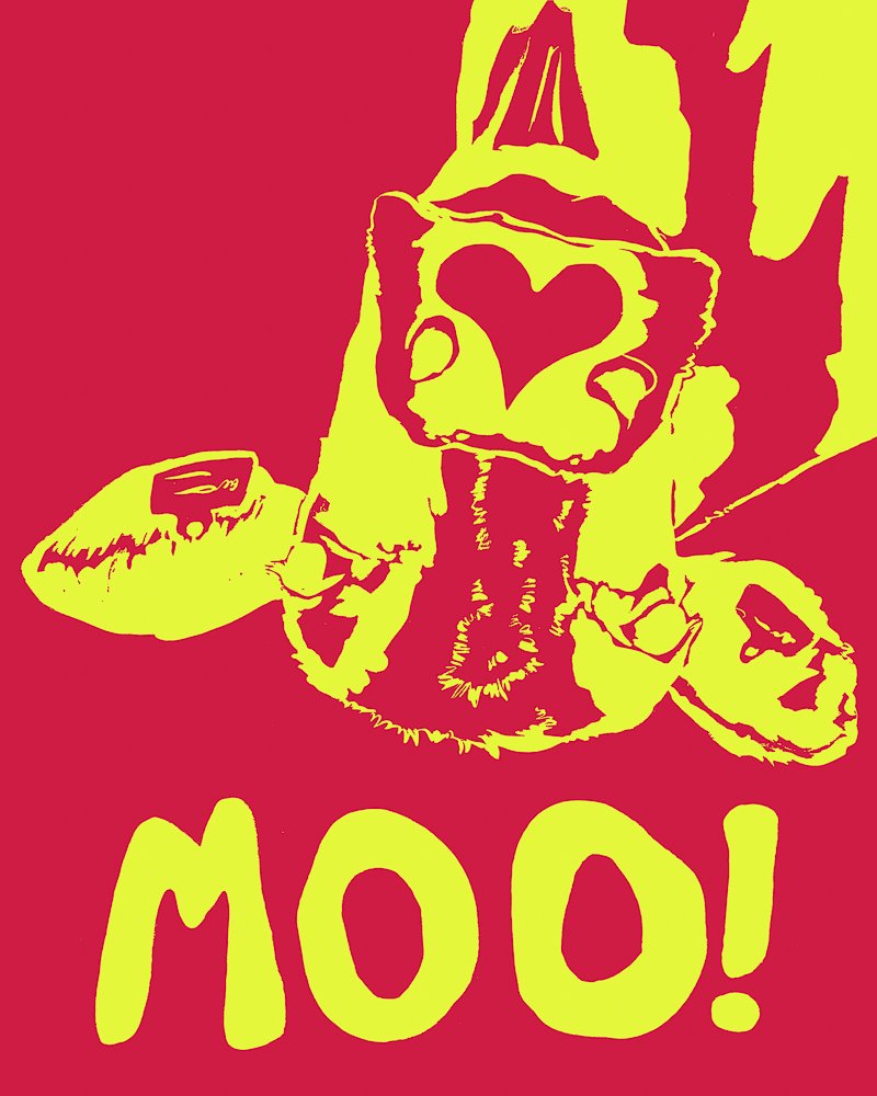 Moo CowRed and Yellow Art Print