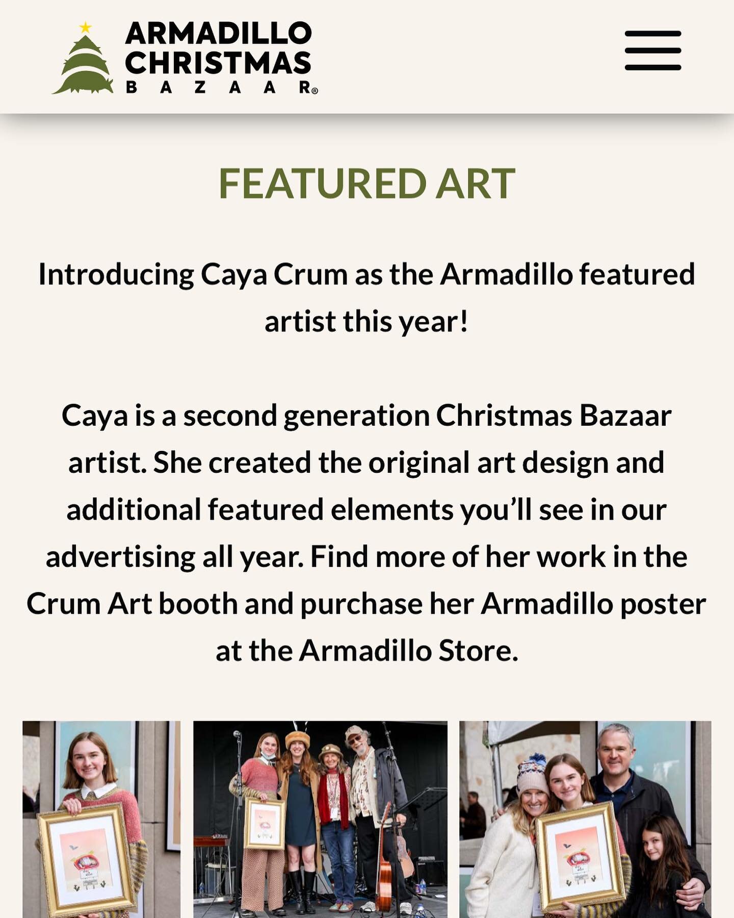 Check it out on the @armadillobazaar website!  @heyitscaya discussing her art, her piece for the Bazaar and what inspires her.  Get her print exclusively at the Armadillo Bazaar Dec 17-23!!! https://armadillobazaar.com/featured-art/  @shinyribs #aust