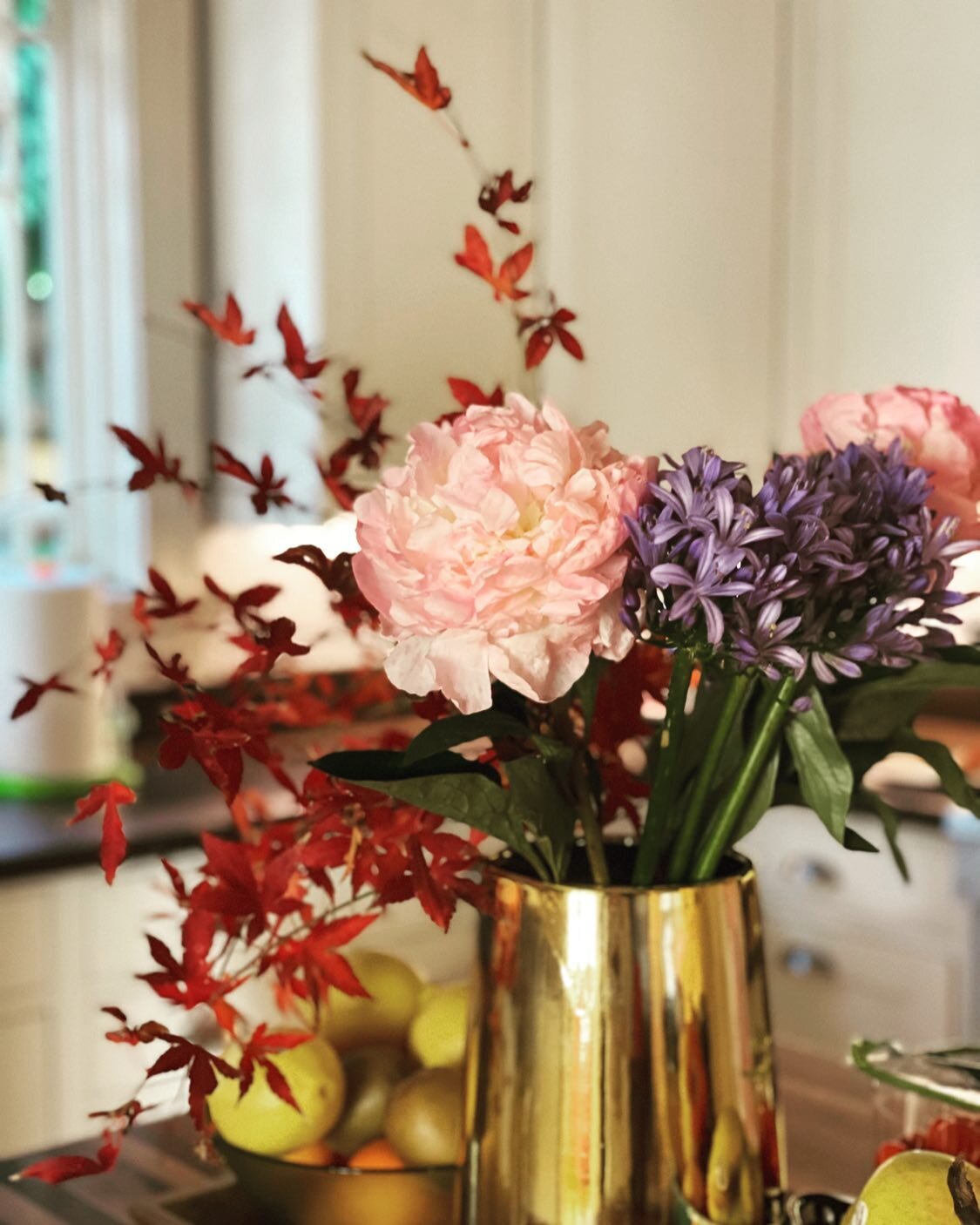 Still life with peonies and other stuff. I did this BUT the floral designer at @central_market in Fort Worth is killing it this week with their Holiday arrangement s of red, white and green.  I love flowers &amp; plants, but this is some unusually GR