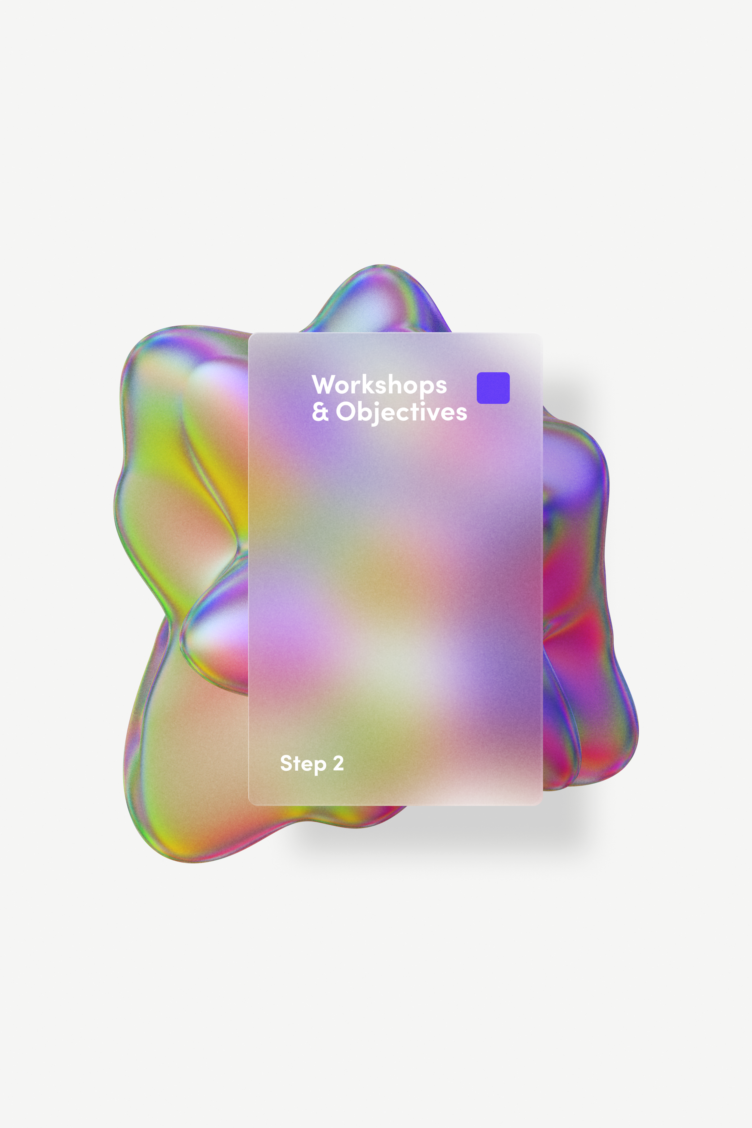 Digital graphic of a presentation slide titled "Workshops, Priorities & Objectives" with a subtitle "Step 2: Define" on a gradient background