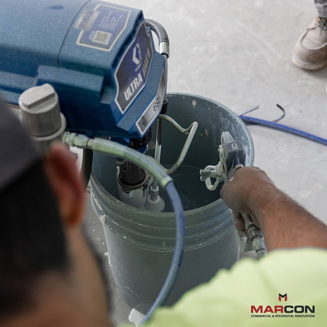 Here at MARCON, we make sure to invest in the best tools to get the job done right. That's why we use industry leading paint sprayer technology to deliver seamless finishes on walls, cabinets, and more. Not only does it save time, but it also ensures