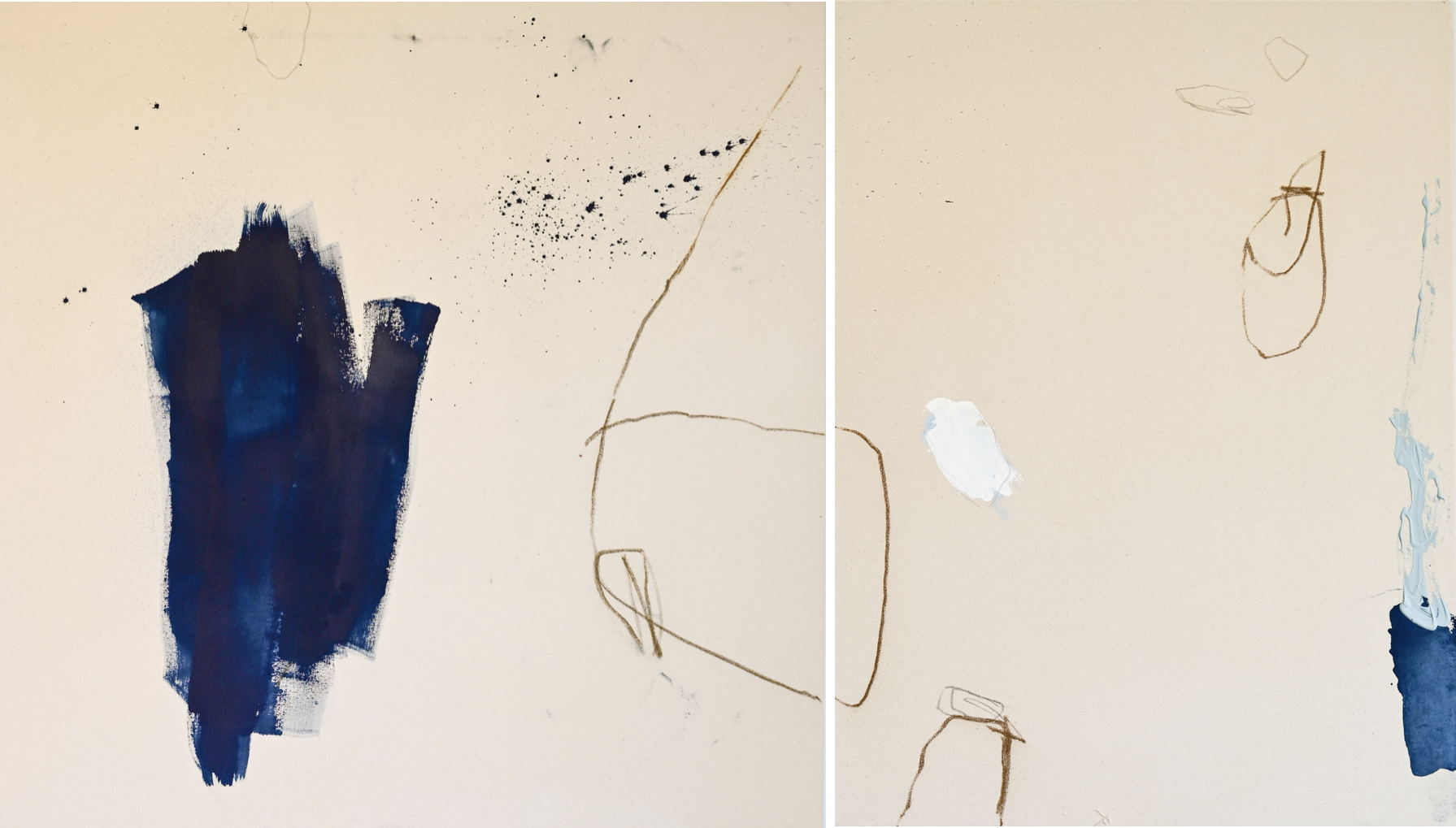 helpless when i'm oceans away | 48"h x 84" wide diptych | oil & pastel | INQUIRE