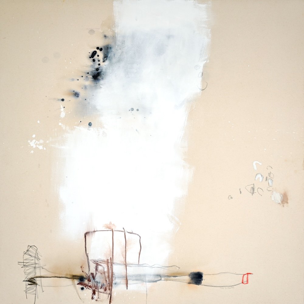 Our friendship is made of being awake 2, original abstract oil and mixed media painting by Chris Brandell featuring layered warm neutral tones, expressive gestures, and textured surfaces.