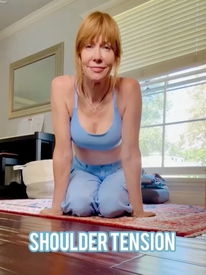 Slept funny and woke with a deep shoulder ache radiating to neck and upper back. 😣 ⁣
⁣
So I did a short practice with therapy balls, stretches with a strap, and a supported restorative backbend. Took 10 minutes. Felt so relaxed, and it kept pain fro